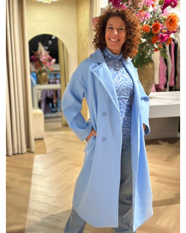 Trenchcoat Lang Baby Blauw Lange Jas damesmode