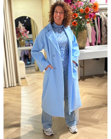 Trenchcoat Lang Baby Blauw Lange Jas damesmode