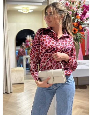 Blouse Leopard Roze losvallend colorful damesmode