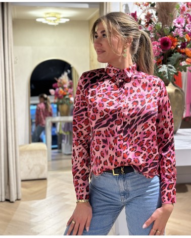 Blouse Leopard Roze losvallend colorful damesmode