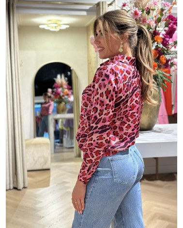 Blouse Leopard Roze losvallend colorful damesmode