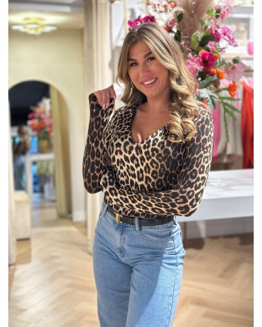 Body V Leopard Lange Mouw travelstof stijlvol basic