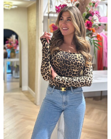 Top Nola Leopard travelstof stretchy basic