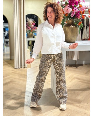 Broek Leopard Print Wide Leg