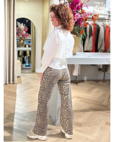 Broek Leopard Print Wide Leg