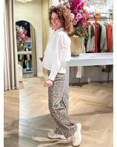 Broek Leopard Print Wide Leg