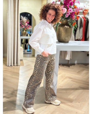 Broek Leopard Print Wide Leg