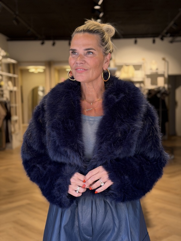Jas Furry Navy Blauw