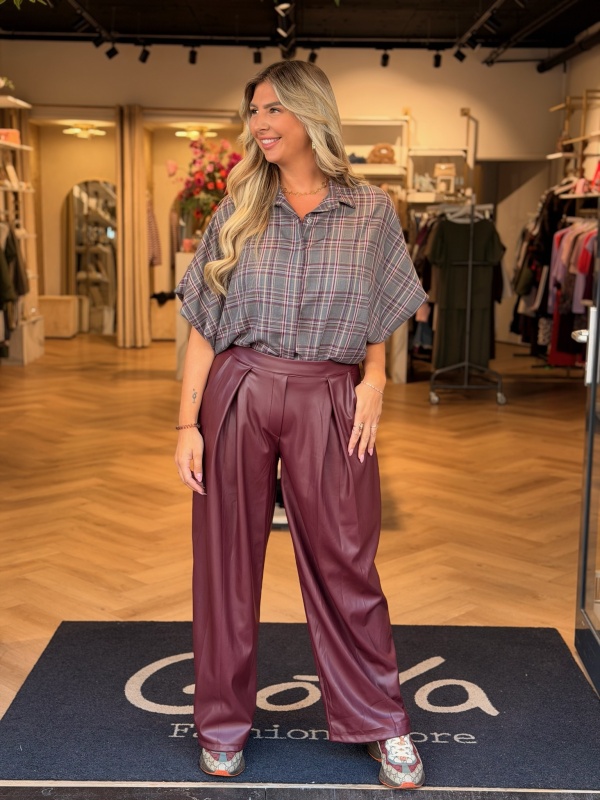 Broek Leatherlook Bordeaux