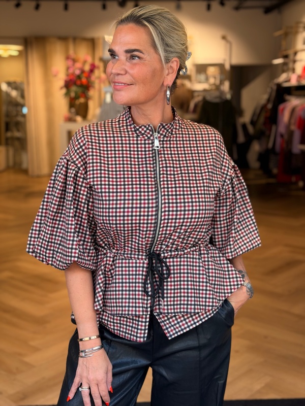 Jacket Ruitpatroon Zwart Rood