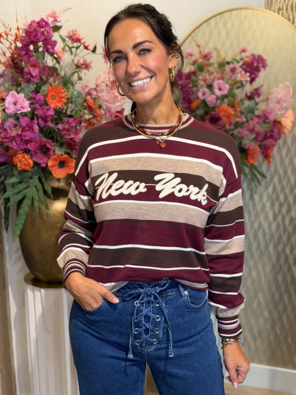 Trui New York Stripe Bordeaux