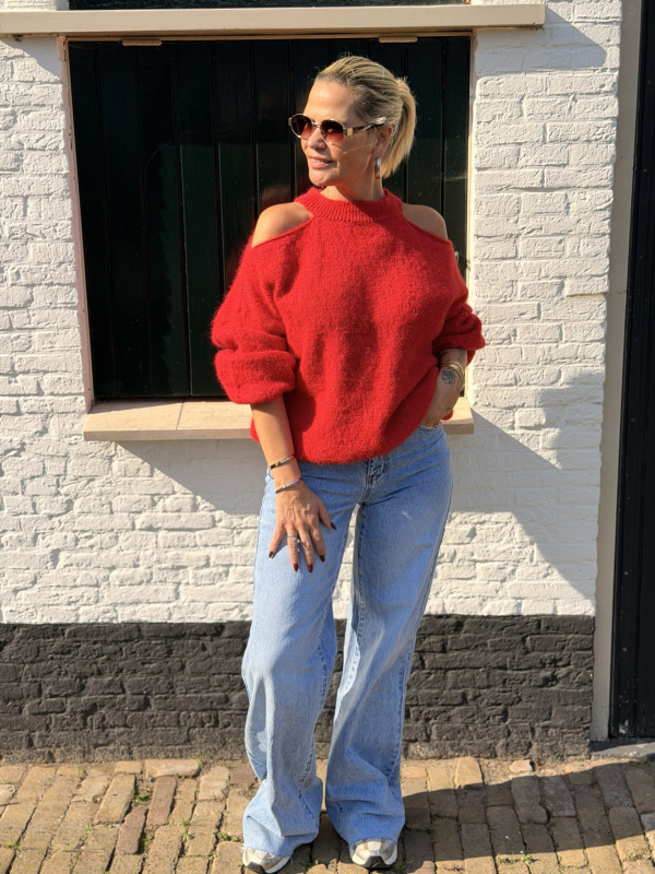 Trui Open Schouder Rood