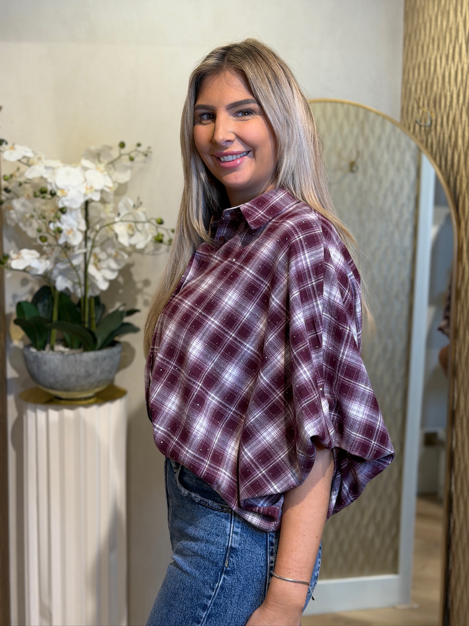 Blouse Ruit Bordeaux - Afbeelding 4