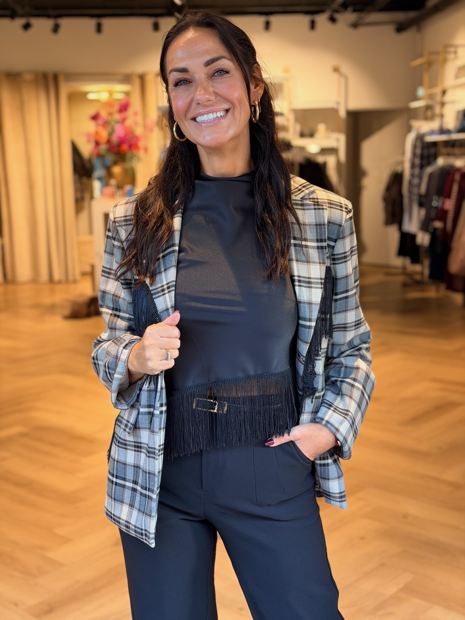 Blazer Riva Ruit Franje Grijs - Afbeelding 4