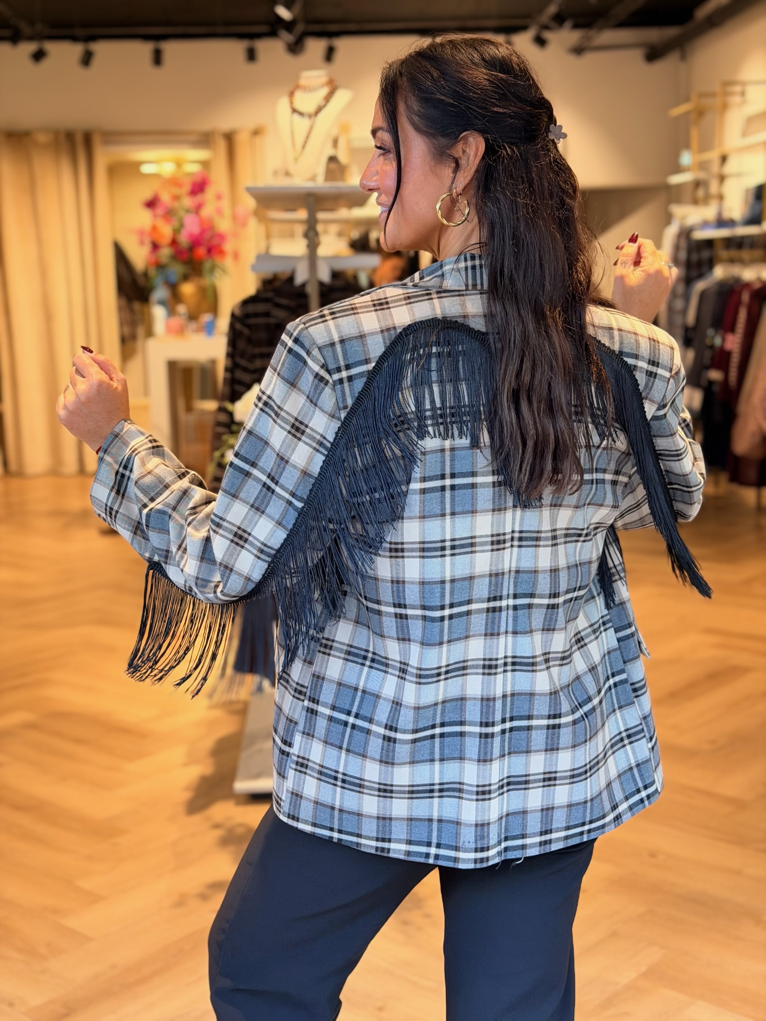 Blazer Riva Ruit Franje Grijs - Afbeelding 3