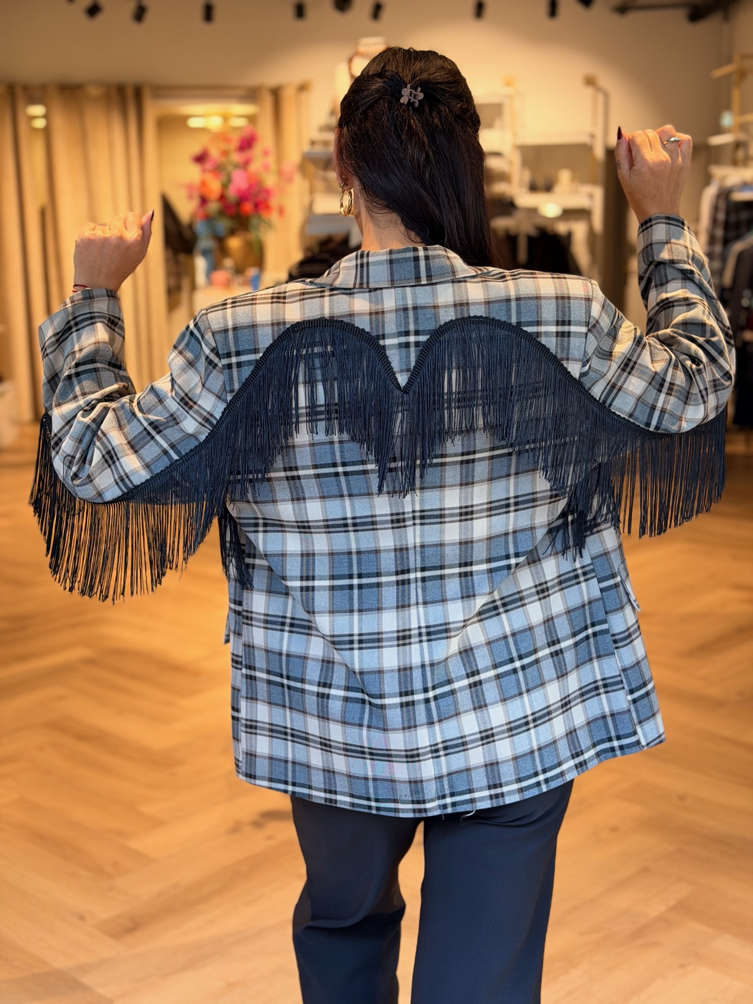 Blazer Riva Ruit Franje Grijs - Afbeelding 5