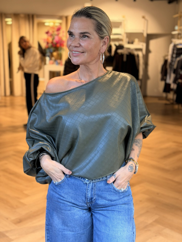 Top Leatherlook Gevlochten Groen