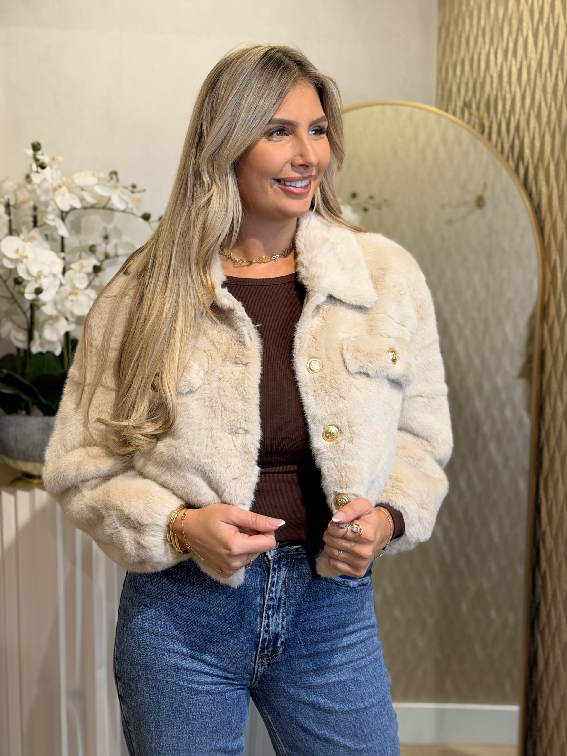 Jacket Fake Fur Coco - Crème - Afbeelding 3