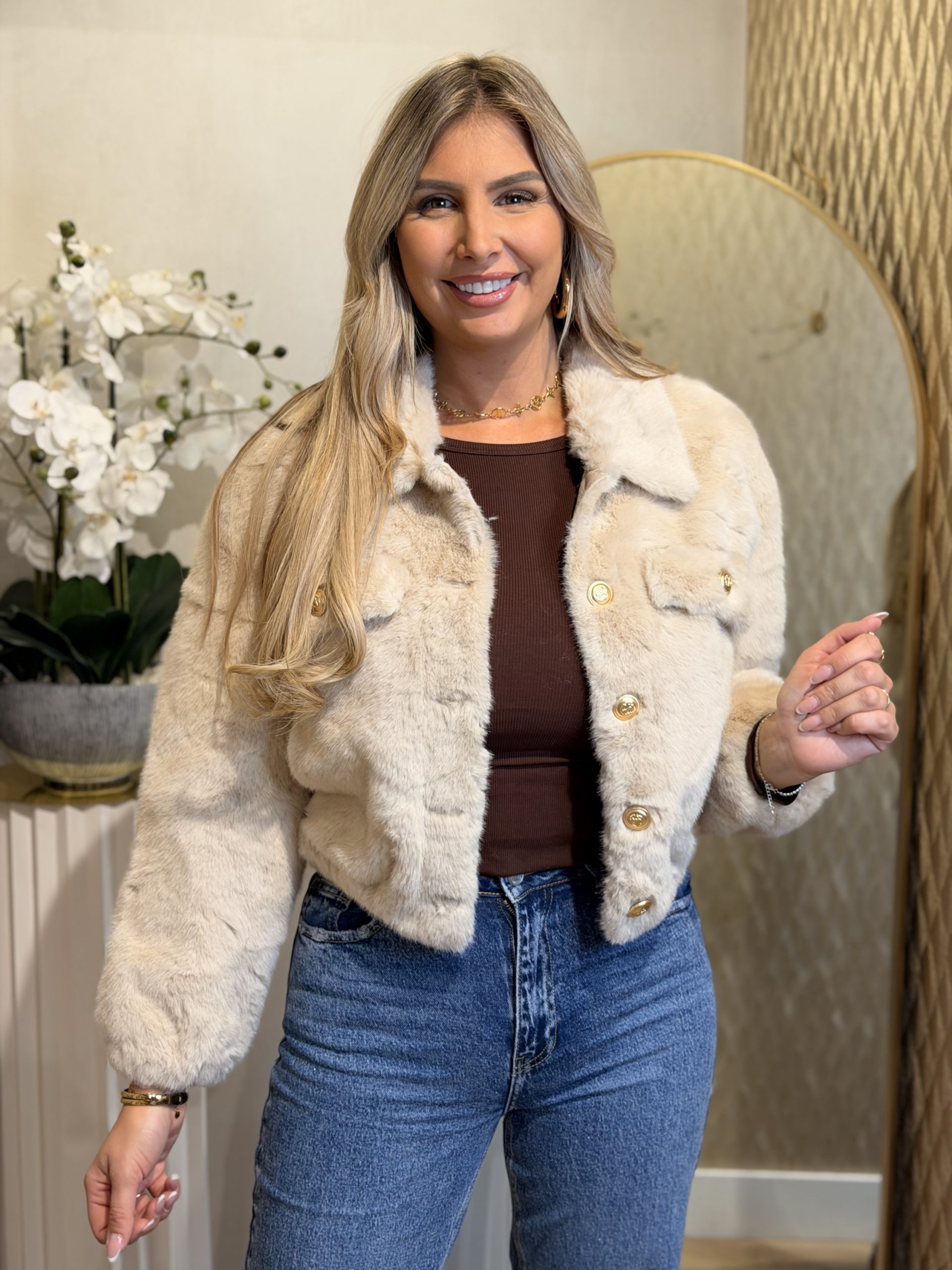 Jacket Fake Fur Coco - Crème - Afbeelding 2